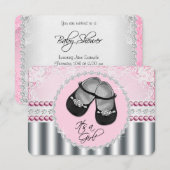  roze diamanten en parels Baby shower Kaart (Voorkant / Achterkant)