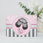  roze diamanten en parels Baby shower Kaart (Staand voorkant)
