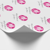 Roze diamanten gemstone aangepast kerstfeest cadeaupapier (Hoek)