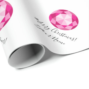 Roze diamanten gemstone aangepast kerstfeest cadeaupapier
