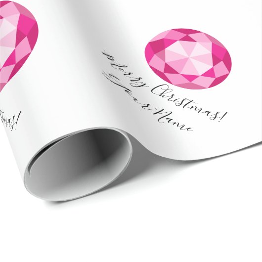 Roze diamanten gemstone aangepast kerstfeest cadeaupapier (Rol Hoek)