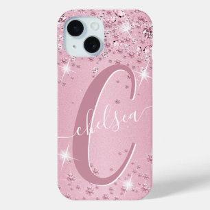 Roze Diamanten - Gepersonaliseerd iPhone 15 Case