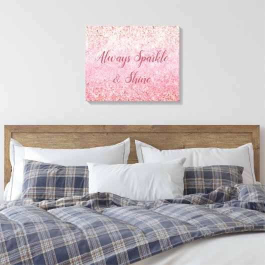 Roze diamanten Glam Glittery Glitz Canvas Afdruk (Insitu (Slaapkamer))