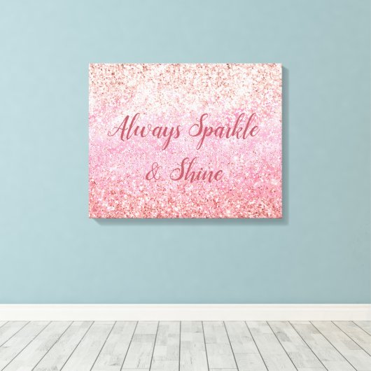 Roze diamanten Glam Glittery Glitz Canvas Afdruk (Insitu (Houten vloer))