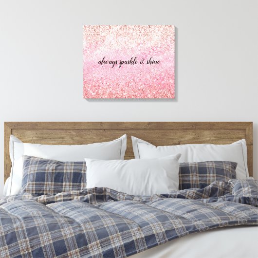 Roze diamanten Glam Glitzy Glitter Canvas Afdruk (Insitu (Slaapkamer))