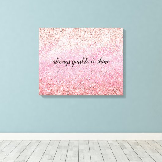 Roze diamanten Glam Glitzy Glitter Canvas Afdruk (Insitu (Houten vloer))
