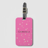 Roze Diamanten Glitter Juweel Bagagelabel (Voorkant (verticaal))