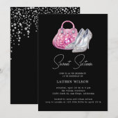 roze diamanten glitter zoet zestien verjaardag kaart (Voorkant / Achterkant)