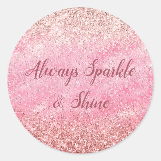 Roze Diamanten Glitzy Sparkle Glitter Ronde Sticker (Voorkant)