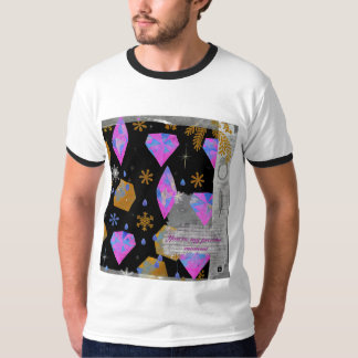 Roze Diamanten & Gouden Sterren Ringer T-shirt (He