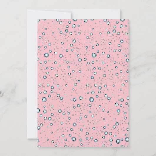 Roze diamanten met verjaardagsuitnodigingen kaart (Achterkant)