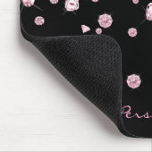 Roze diamanten op zwarte achtergrond muismat (Hoek)
