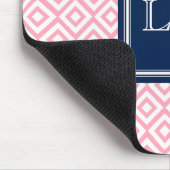 Roze diamanten patroon en monogram muismat (Hoek)