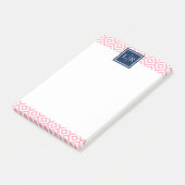 Roze diamanten patroon en monogram post-it® notes (Schuin)