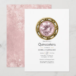 Roze Diamanten Quinceañera Kaart
