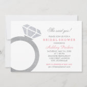 Roze Diamanten Ring Glitter Bruiloft Vrijgezellenf Kaart (Voorkant)