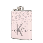Roze diamanten roze goud monogram schrift heupfles (Links)