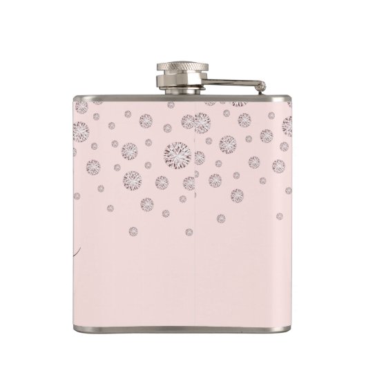 Roze diamanten roze goud monogram schrift heupfles (Achterkant)