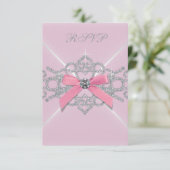 Roze Diamanten Roze Zoet 16 Verjaardagsfeest RSVP (Staand voorkant)