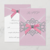 Roze Diamanten Roze Zoet 16 Verjaardagsfeest RSVP (Voorkant / Achterkant)