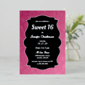 Roze Diamanten Sweet 16 Folie Uitnodiging (Staand Voorkant)