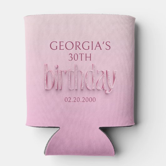 Roze Diamanten Verjaardag Blikjeskoeler (Achterkant)