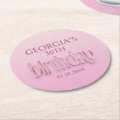 Roze Diamanten Verjaardag Ronde Kartonnen Onderzetter (Gebogen)