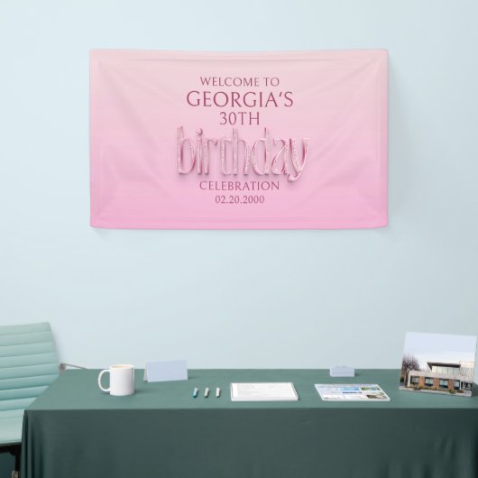 Roze Diamanten Verjaardag Spandoek (Beurs)