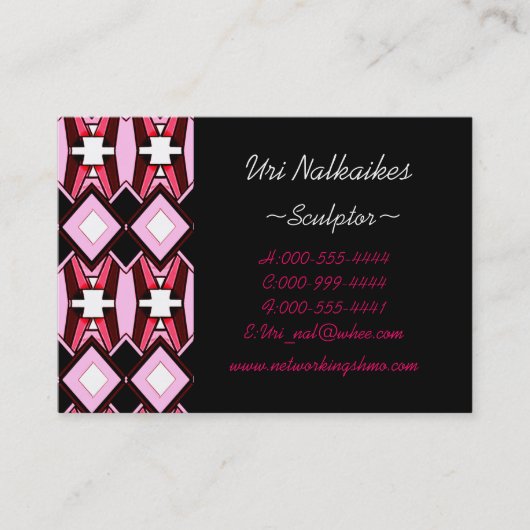 roze diamanten visitekaartje (Voorkant)