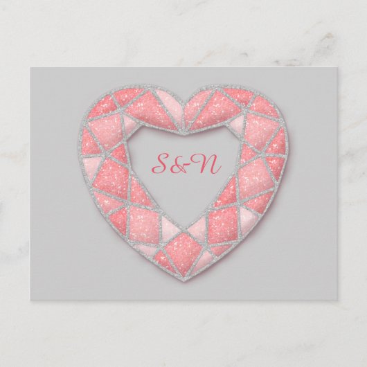 roze diamanthart - briefkaart (Voorkant)