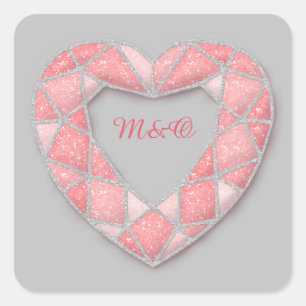 roze diamanthart stickers