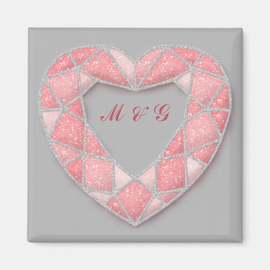 roze diamanthartenmagneet magneet (Voorkant)