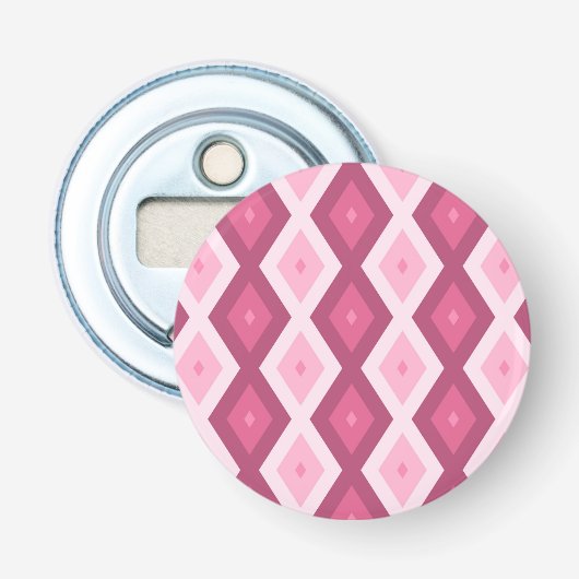 Roze diamantpatroon button flesopener (Voorkant)