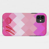 Roze diamantpatroon en monogram 4 Case-Mate iPhone case (Achterkant (horizontaal))