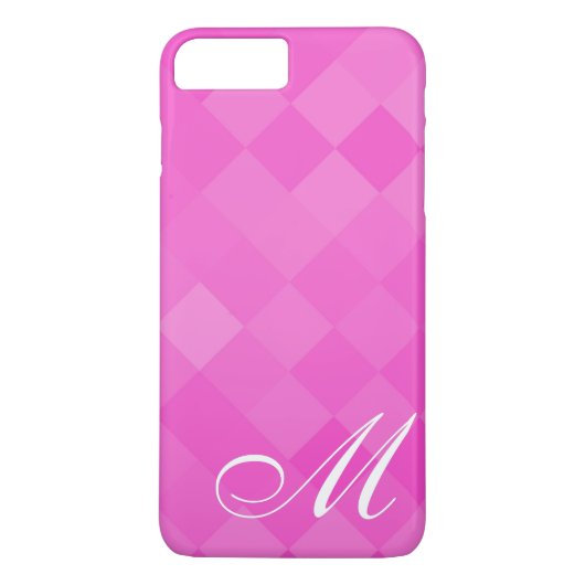 Roze diamantpatroon en monogram Case-Mate iPhone case (Achterkant)