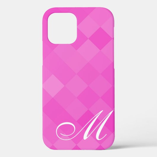 Roze diamantpatroon en monogram Case-Mate iPhone case (Achterkant)