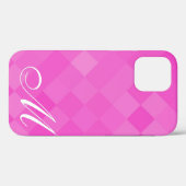 Roze diamantpatroon en monogram Case-Mate iPhone case (Achterkant (horizontaal))