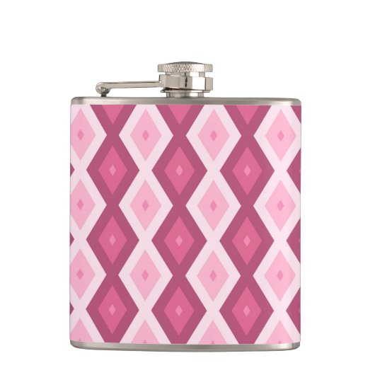 Roze diamantpatroon heupfles (Voorkant)