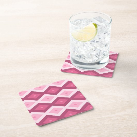 Roze diamantpatroon kartonnen onderzetters (Insitu)