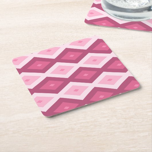 Roze diamantpatroon kartonnen onderzetters (Schuin)