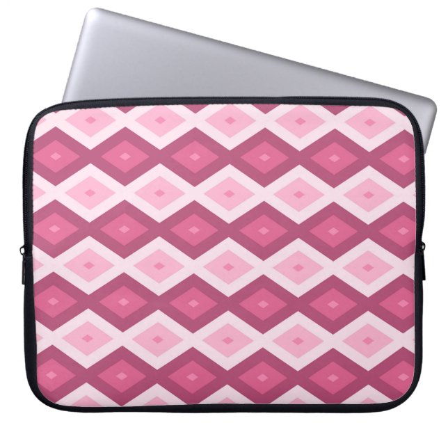 Roze diamantpatroon laptop sleeve (Voorkant)