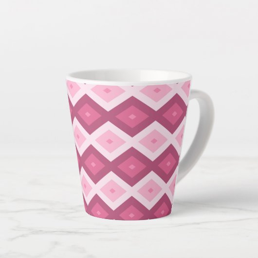 Roze diamantpatroon latte mok (Rechterhoek)