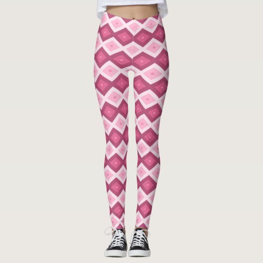 Roze diamantpatroon leggings (Voorkant)
