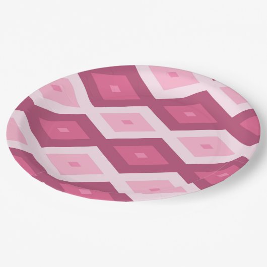 Roze diamantpatroon papieren bordje (Gekanteld)