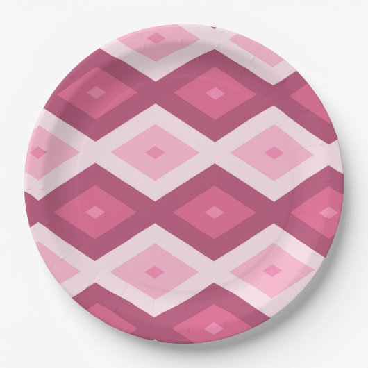 Roze diamantpatroon papieren bordje (Voorkant)