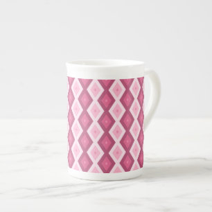 Roze diamantpatroon porselein kop
