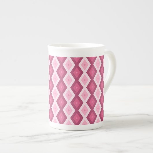 Roze diamantpatroon porselein kop (Voorkant rechts)