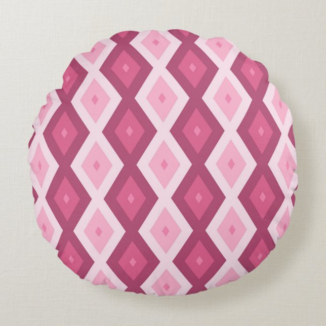 Roze diamantpatroon rond kussen (Voorkant)