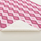 Roze diamantpatroon sherpa deken (3/4)