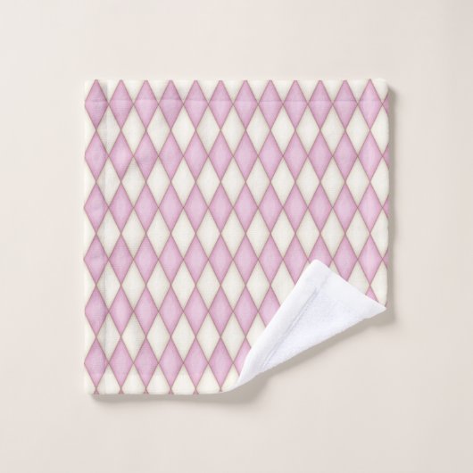 Roze Diamond Check Personalized Monogram Girls Bad Handdoek (Wasdoekje)